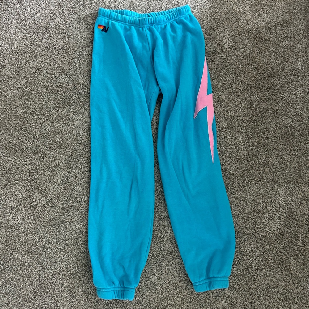 aviator nation blue with pink bolt sweatpants